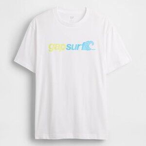Gap Men's Surf Graphic Logo White Short Sleeve Cotton Crew Neck T-Shirt Size-S